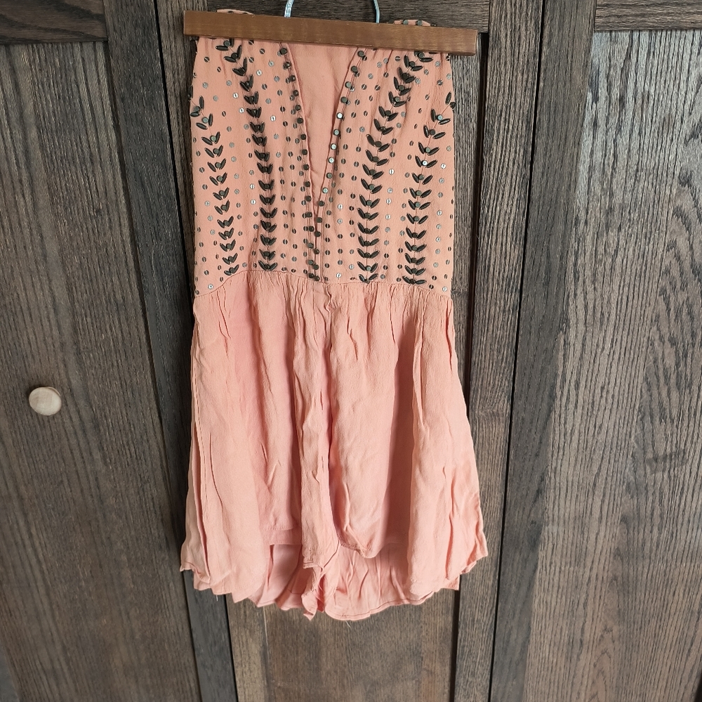 Audrey 3+1 Peach Beaded Embellished Romper